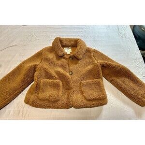 OshKosh B'gosh brown teddy fleece button-up jacket, size 10/10A